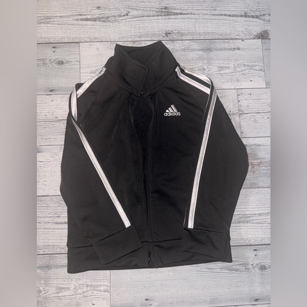 Adidas Kids' Black Track Jacket with White Stripes